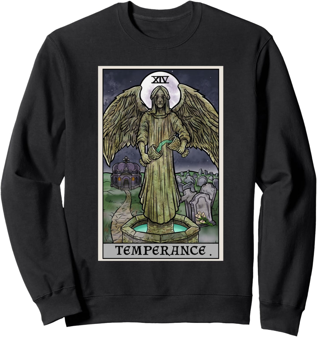 Temperance Tarotkarte Gothic Halloween Weinender Engel Horror Sweatshirt