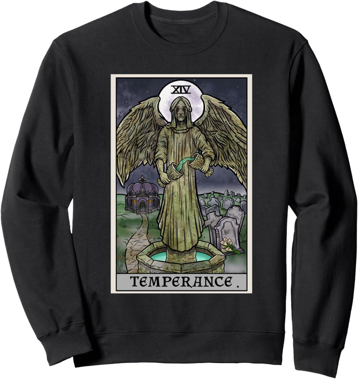 Temperance Tarotkarte Gothic Halloween Weinender Engel Horror Sweatshirt
