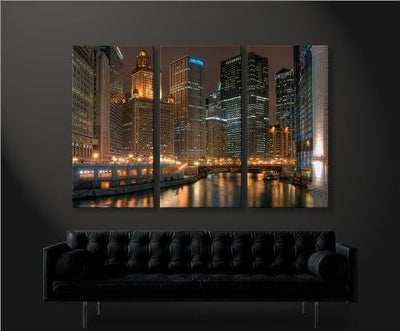 islandburner Bild Bilder auf Leinwand Chicago XXL Poster Leinwandbild Wandbild Art up Your Life ®