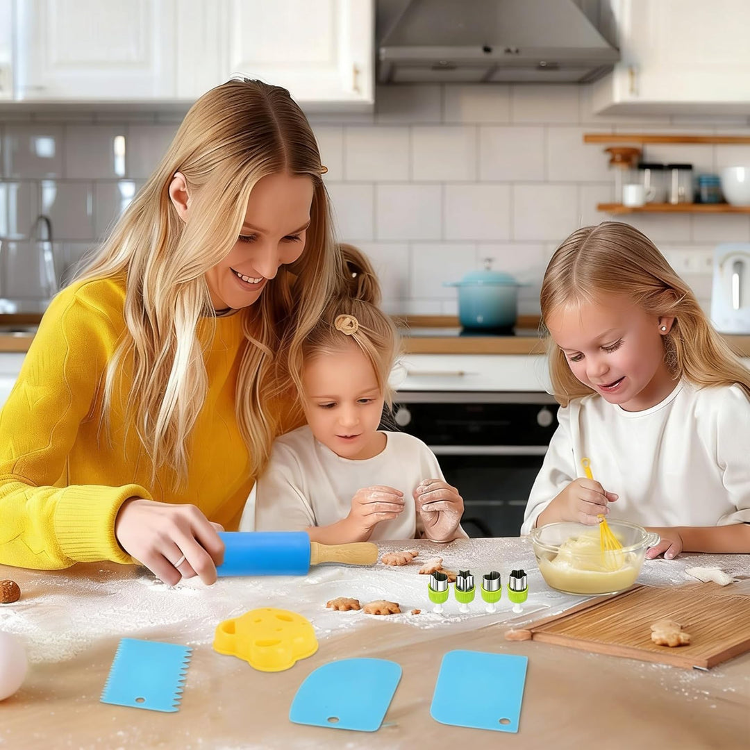 Kindermesser Set 32 Teile - Kinder Backset mit Messer und Schneidebrett, Montessori Spielzeug zum Au