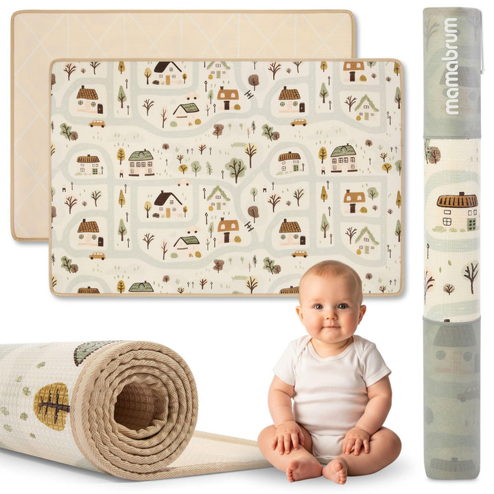Mamabrum Beidseitige Spielmatte 180x120 cm für Babys und Kleinkinder, Weiche XPE Unterlage zum Krabb