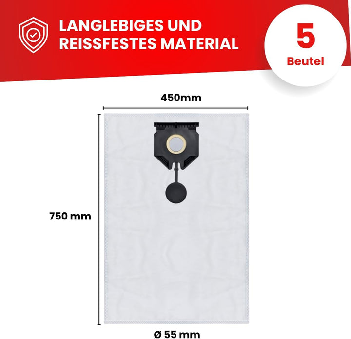Invest - Staubsaugerbeutel, Beutel kompatibel mit Karcher: 2.889-155.0, NT 40/1 Tact Te L, NT 50/1 T