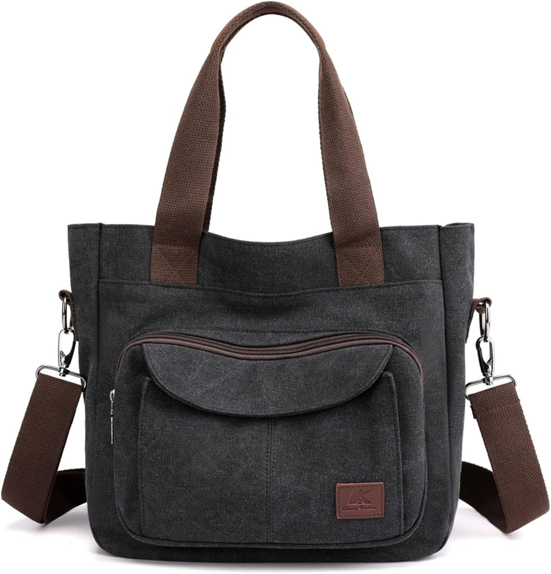 PORRASSO Damen Umhängetasche Canvas Schultertasche Handtasche Hobotasche Tote Mädchen Crossbody Bag