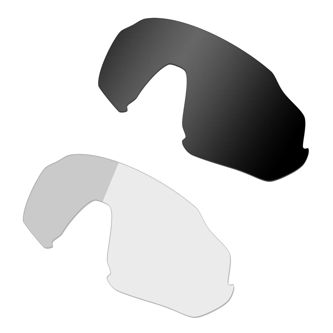 HKUCO Reinforce Schwarz/Photochromicic Polarisiert Ersatz-Brillengläser für Oakley Flight Jacket Son