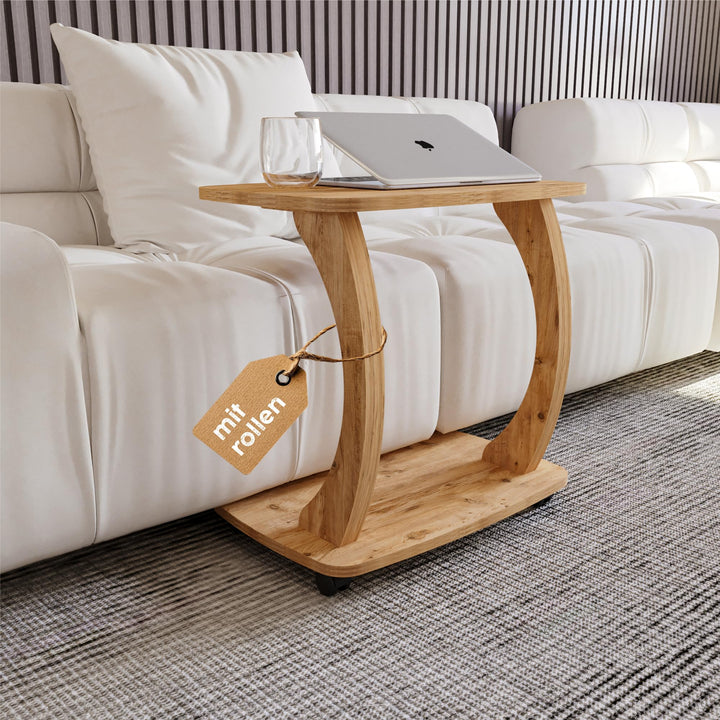 Beistelltisch Couch, mit Rollen, Laptoptisch für Couch, Kleiner Wohnzimmertisch, Sofatisch in stylis