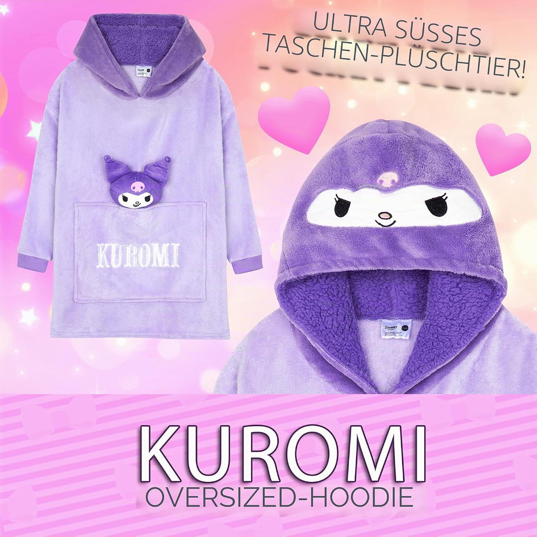 Hello Kitty Sanrio Kapuzenpullover Mädchen Teenager, Oversized Hoodie, Decke mit Ärmeln und Plüschbe