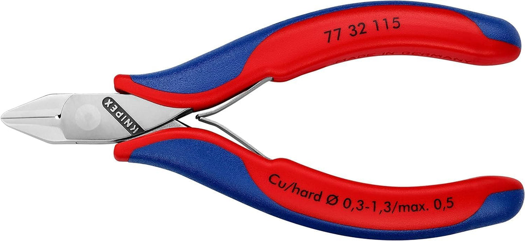 Knipex Elektronik-Seitenschneider mit Mehrkomponenten-Hüllen 115 mm (SB-Karte/Blister) 77 32 115 SB