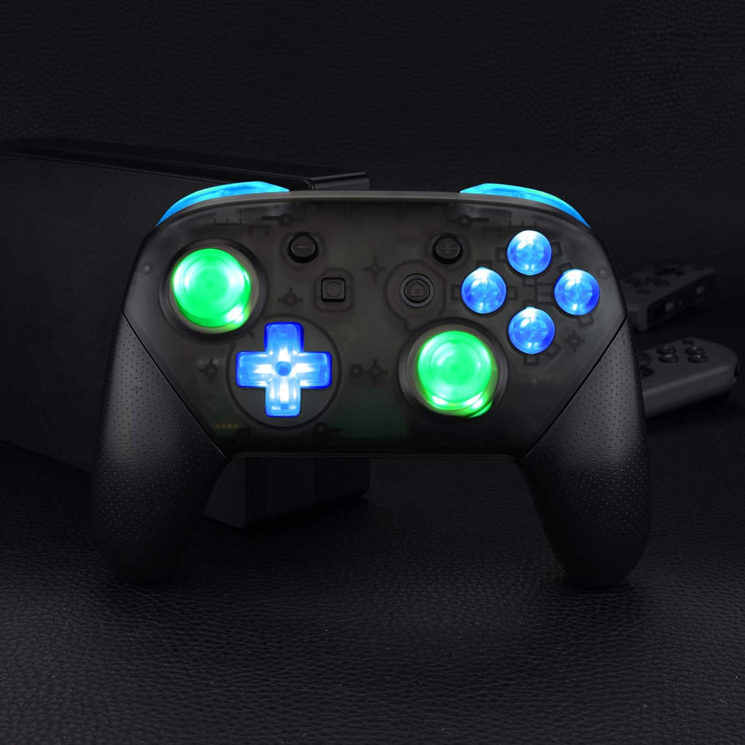 eXtremeRate DTFS LED Tasten Kit für Switch Pro Controller, 9 Modi 6 Bereiche Leuchttasten Thumbstick