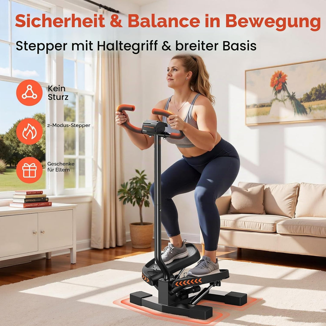 Sportsroyals Exercise Stair Stepper für Zuhause – Up-Down Swing Stepper mit Power Ropes for Bein/Arm
