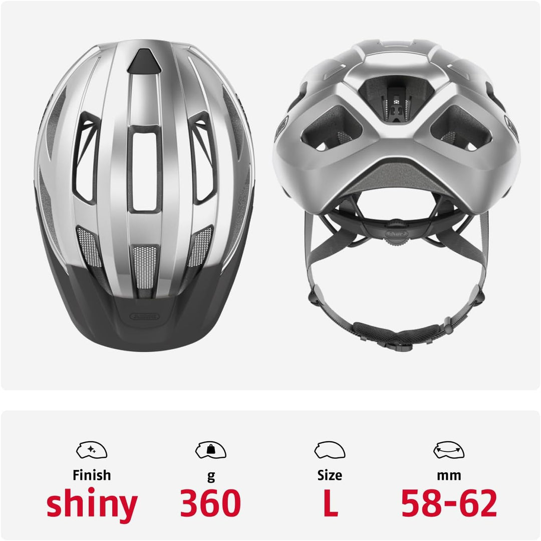 ABUS Rennradhelm Macator - sportiver Fahrradhelm für Einsteiger - auch für Zopfträger/-innen - für D