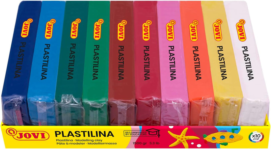 Jovi Plastilin, leicht formbare Modelliermasse für Kinder ab 2 Jahren, 10 Farben je 150g 10 Farben j