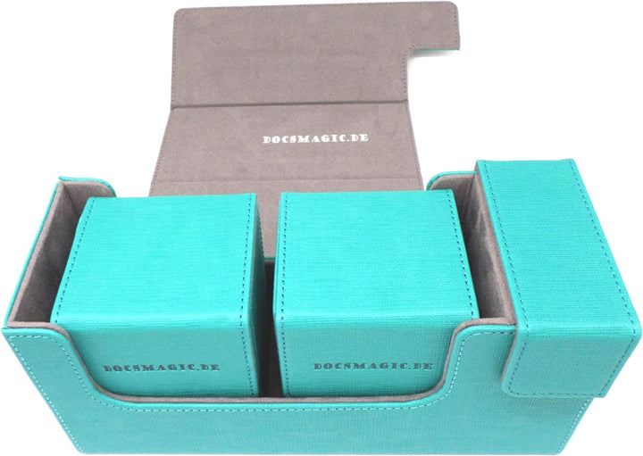 docsmagic.de Premium Magnetic Tray Long Box Mint Small + 2 Flip Boxes - Aqua Small + 2 Flip Boxes Aq