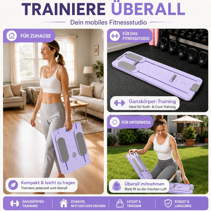 Skay Pilates Board für Zuhause – Faltbares Pilates Reformer Set mit Timer, Multifunktionales Pilates