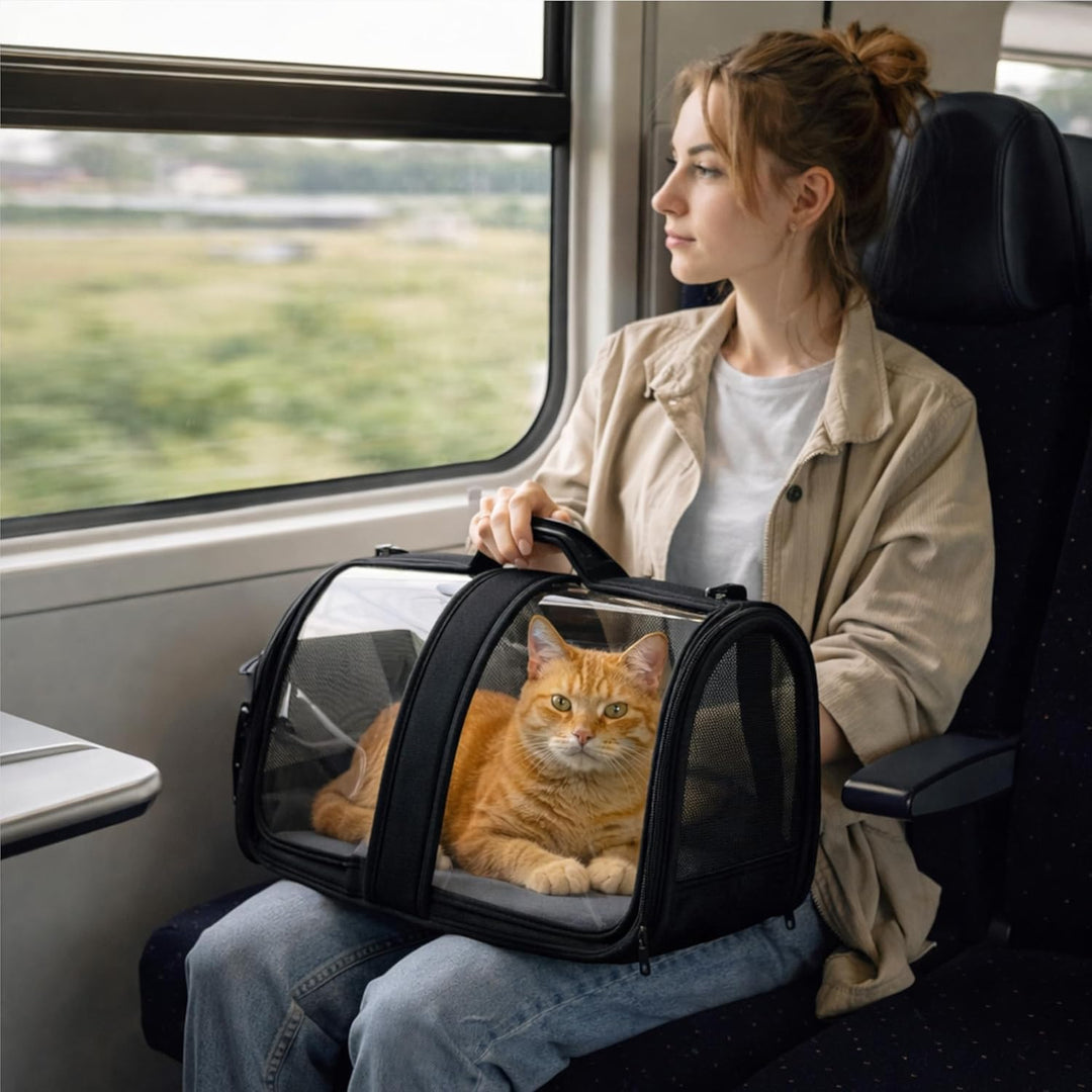 Blue Eyes Transportbox Katze Hund Faltbare Katzentransportbox Transparent Transporttasche für Hausti