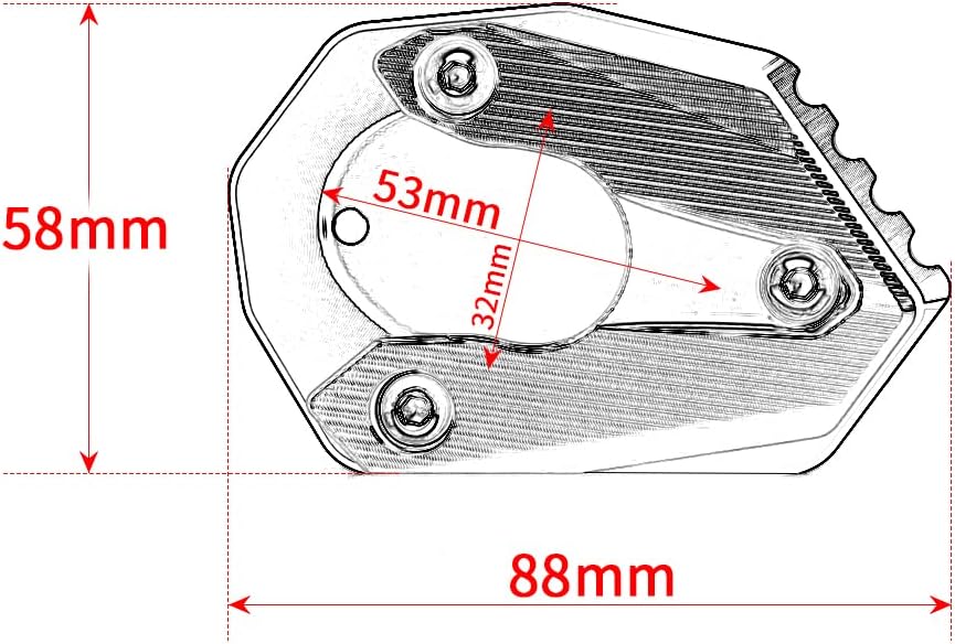 Modeer Kompatibel mit Z900 2017-2025 Motorrad CNC-Stütze Verlängerungsplatte Ständer Seitenständer P