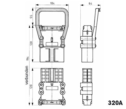 Intratec Batterieladestecker Stecker – Batterie-Stecker für Gabelstabler, Kehrmaschinen etc., DC-Ste