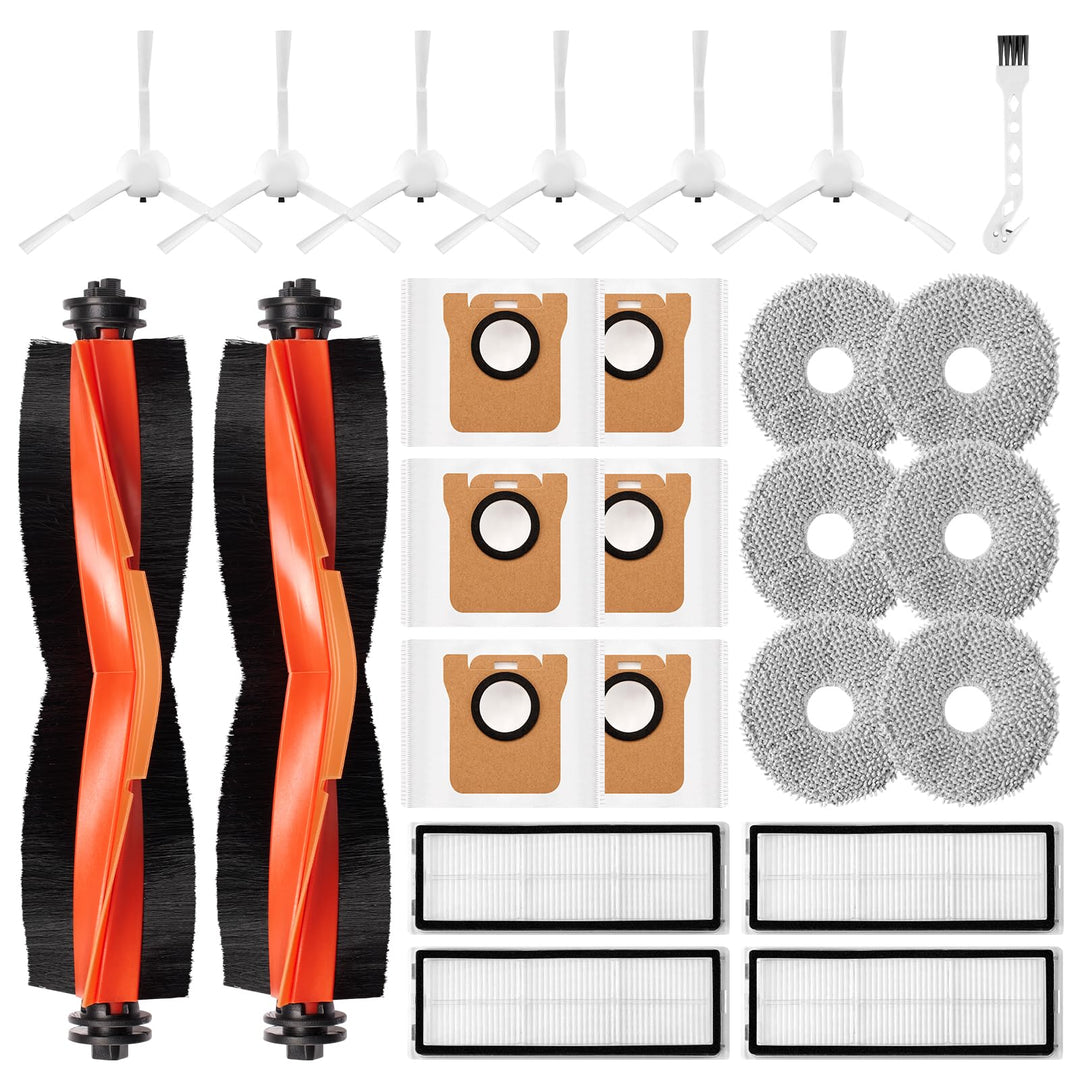 25 Stück Zubehör für Xiaomi X20 Plus / X10 Plus Saugroboter, Ersatzteile für Xiaomi X20, 6 Staubbeut