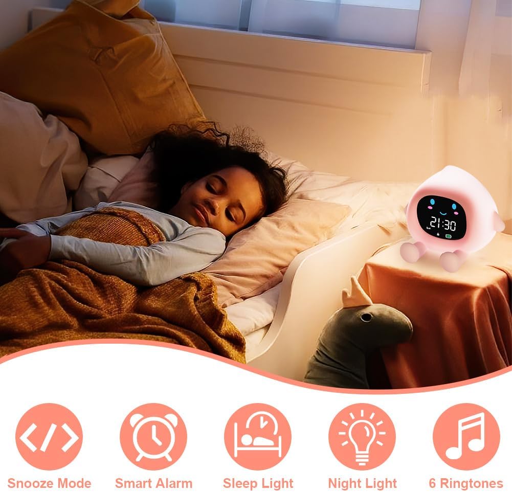 HOTUT Kinder Lichtwecker,Schlaftrainer Kinder mit Nachtlichtern,6 White Noise Kinderwecker,Digitaler