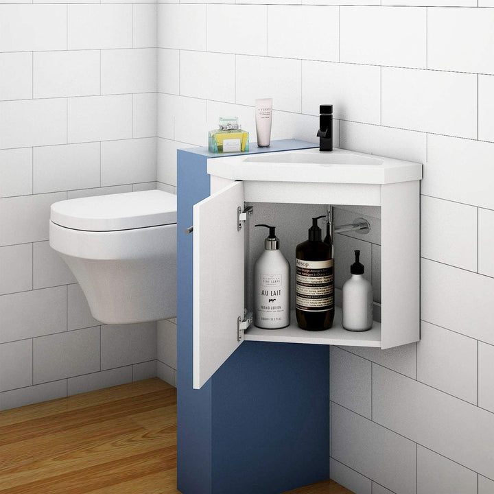 Aica Sanitär Eckwaschtisch 40 cm Eckschrank Vormontieren Waschbecken mit Unterschrank Waschtisch kle