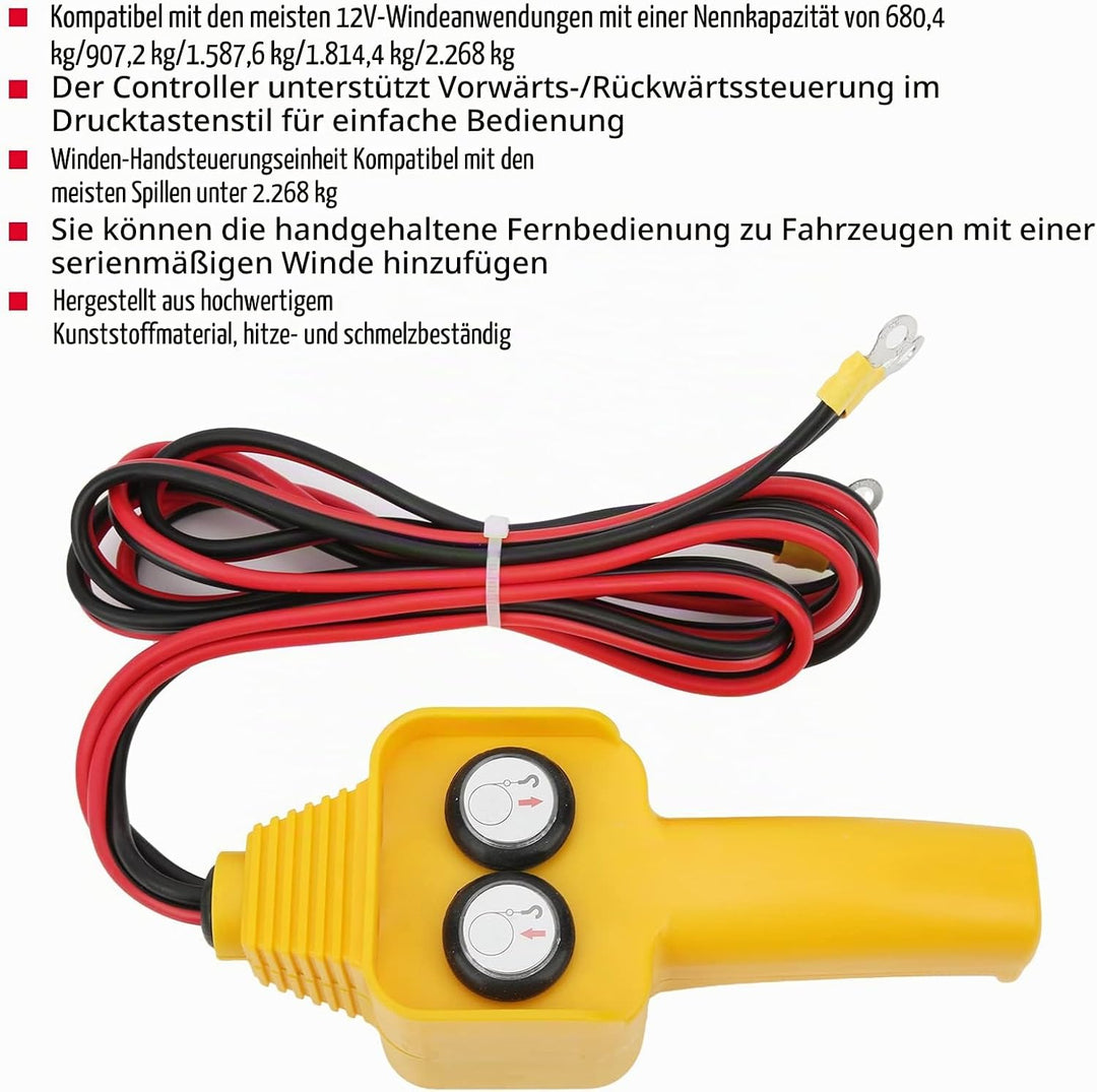 Fydun Elektrische Seilwinde Kabelfernbedienung 12V Kabelgebundene Windensteuerung Handsteuerung Baug
