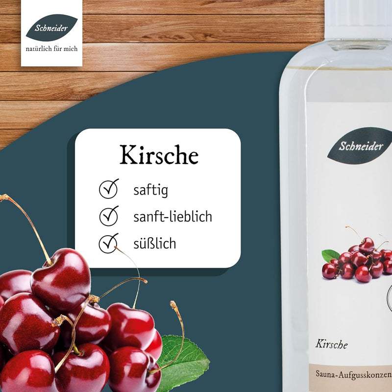 Saunabedarf Schneider - Aufgusskonzentrat Kirsche - saftig-süsser Saunaaufguss - 1000ml, Kirsche, 10