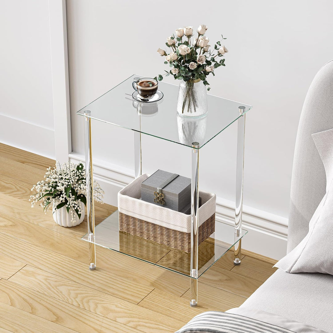 Kleiner Beistelltisch Glas 2er Set ET008TR Transparent 2er set, Transparent 2er set