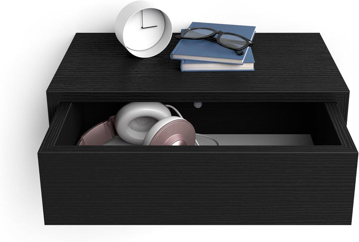 MOBILI FIVER, Riccardo Nachttisch, Esche, Schwarz, Made In Italy Esche Schwarz, Esche Schwarz