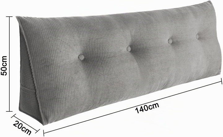OHMG 140CM Rückenkissen,Lesekissen Für Bett Und Sofa,Praktisches Seitenfach,Removable Cover,Keilkiss