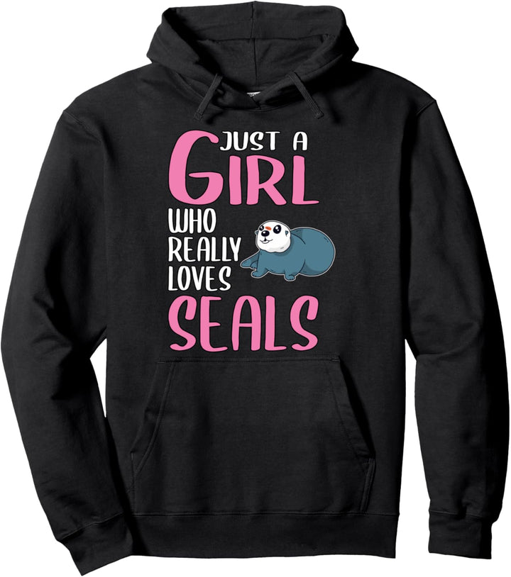 Damen Just A Girl Seehund Geschenk Robben Pullover Hoodie
