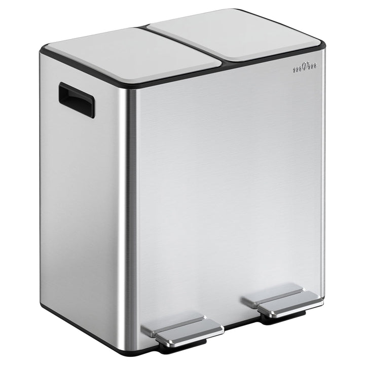 mVm Mülleimer Küche,40 Liter Treteimer,2 x 20 Liter Treteimer, 2 Fächer, Mülltrennsystem, Abfalleime