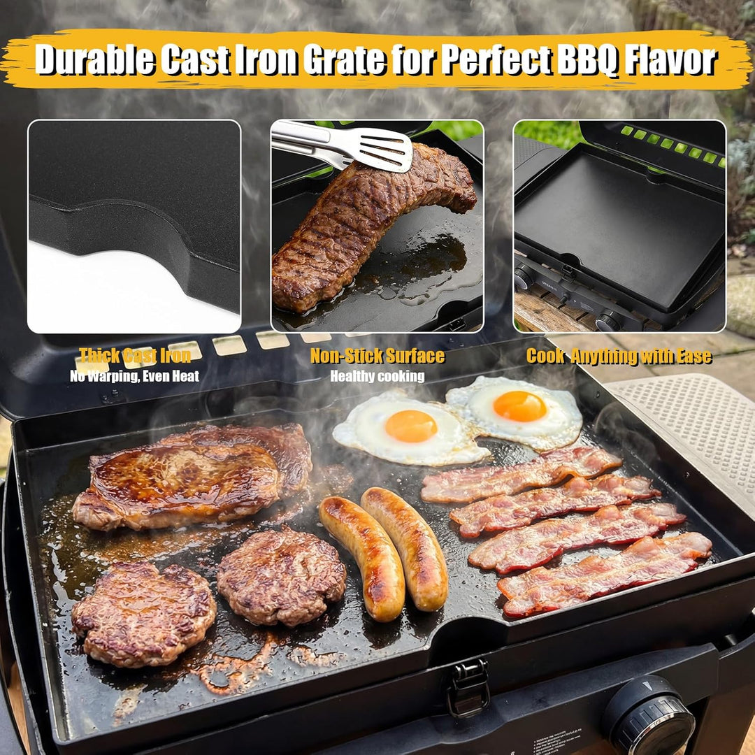 GFTIME Antihaft Grillplatte 44 × 31,5 × 3cm für Enders Urban II & Explorer II, Gusseisen Grillplatte