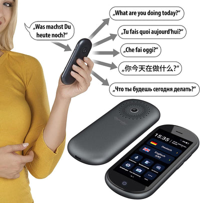 simvalley MOBILE Echtzeit Übersetzer: Mobiler Echtzeit-Sprachübersetzer, 106 Sprachen, Touchscreen,
