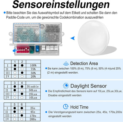 UISEBRT LED Deckenleuchte Moderne Rund, 15W Deckenlampe mit Bewegungsmelder 1200LM, IP44 Wasserdicht