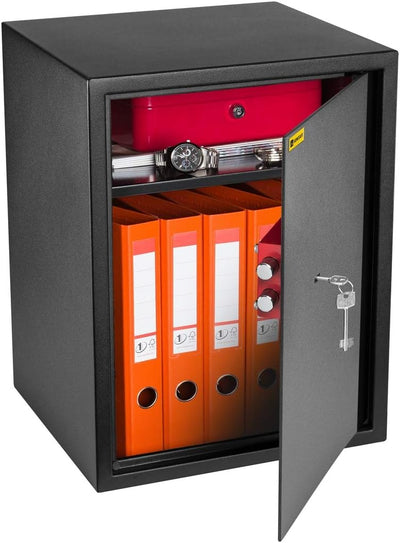 Homesafe HV50K Tresor Safe mit Schlüssel-Schloss, 50x35x35cm (HxWxD), Carbon Satin Schwarz, 50x35x35