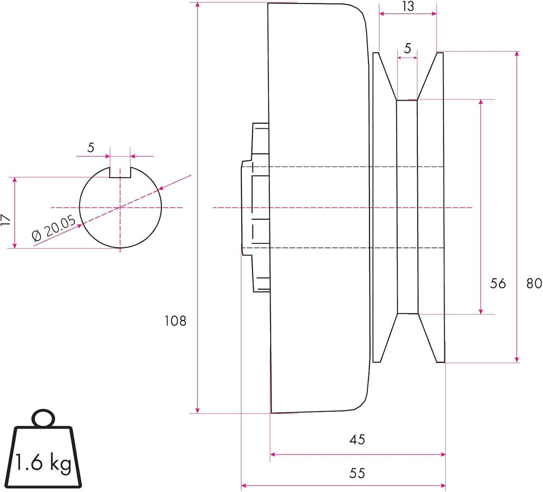 EBERTH Fliehkraftkupplung für 20,05mm Ø Welle, Benzinmotor Kupplung, diverse Anwendungen, Go Kart, P