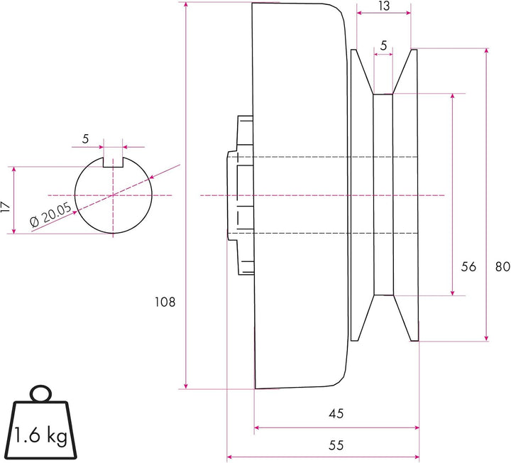 EBERTH Fliehkraftkupplung für 20,05mm Ø Welle, Benzinmotor Kupplung, diverse Anwendungen, Go Kart, P