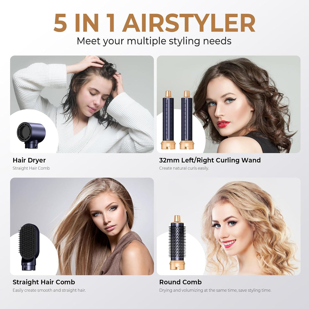 5 in 1 Haarstyler für Alle Haartypen zum Styling Volumen (Blau), Blau
