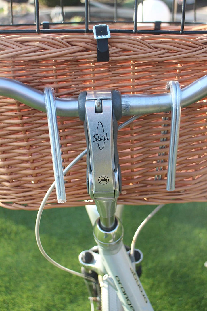 Marcus-Hundefahrradkorb für Fahradlenker aus Weide mit Metallgitter und Kissen XL oder XXL Natur Wei