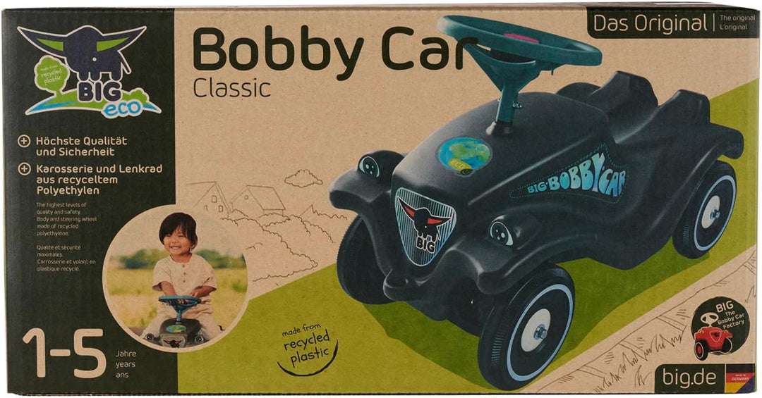 BIG Bobby Car Classic Eco - Rutschauto ab 1 Jahr aus Recycling-Material mit Lenkrad und Hupe, für Ki