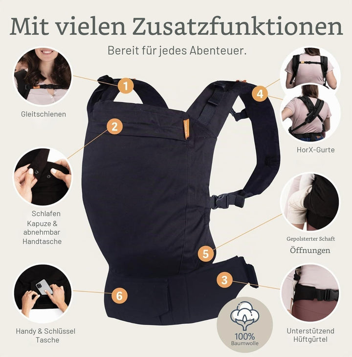Beco Toddler Babytrage &amp; Kindertrage (9-27 kg) - 100% Baumwoll Trage Kleinkind, Leicht &amp; Atmungsakti