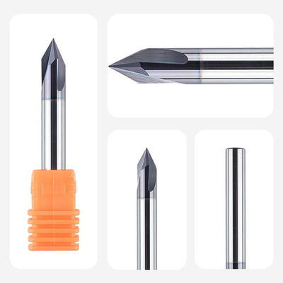 SpeTool 2 Stück Fasenfräser Gravierfräser 3 Flöten V Nutfräser 6mm Schaft 60 Grad VHM Gravierstichel