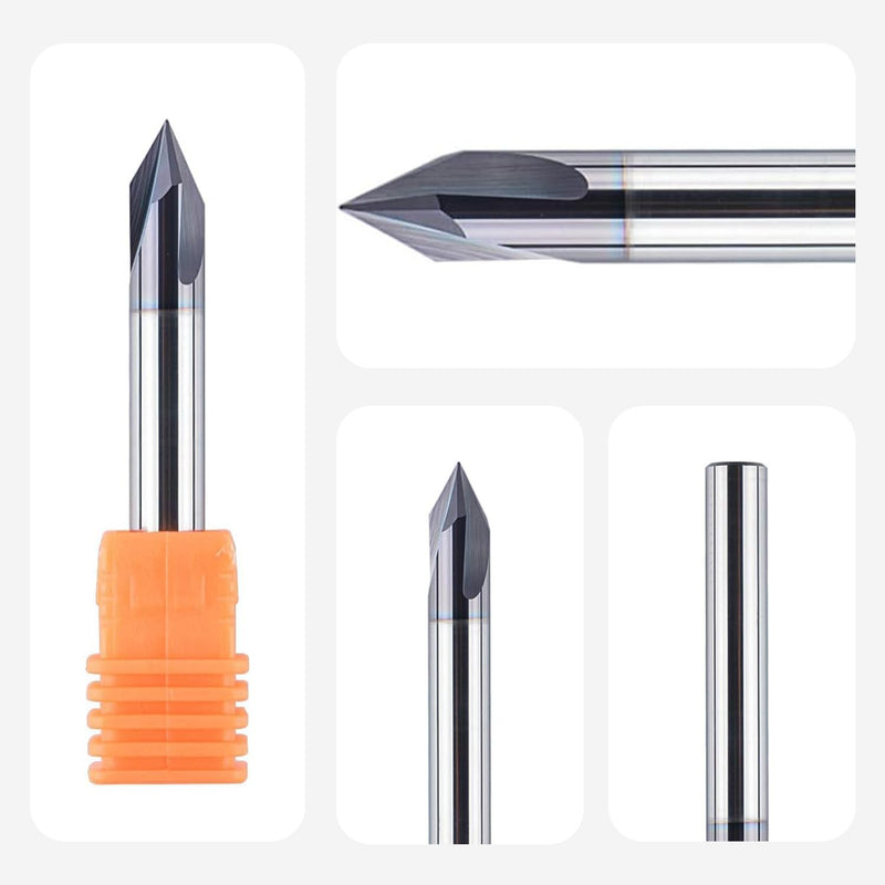 SpeTool 2 Stück Fasenfräser Gravierfräser 3 Flöten V Nutfräser 6mm Schaft 60 Grad VHM Gravierstichel