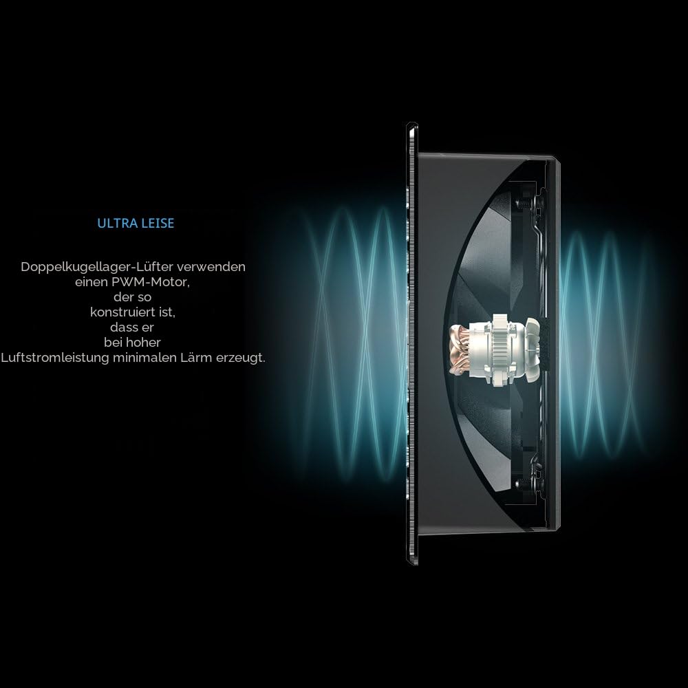 AC Infinity AIRFRAME T7 Lüftersystem mit hohem Luftstrom, 400mm, Abluftstrom, für AV-Geräte, Räume,