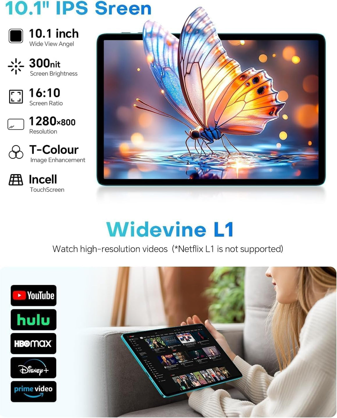 TECLAST 10.1 Zoll Android Tablet mit Gemini AI, Tablets mit Tastatur und Stift 10-Zubehör, 64GB ROM