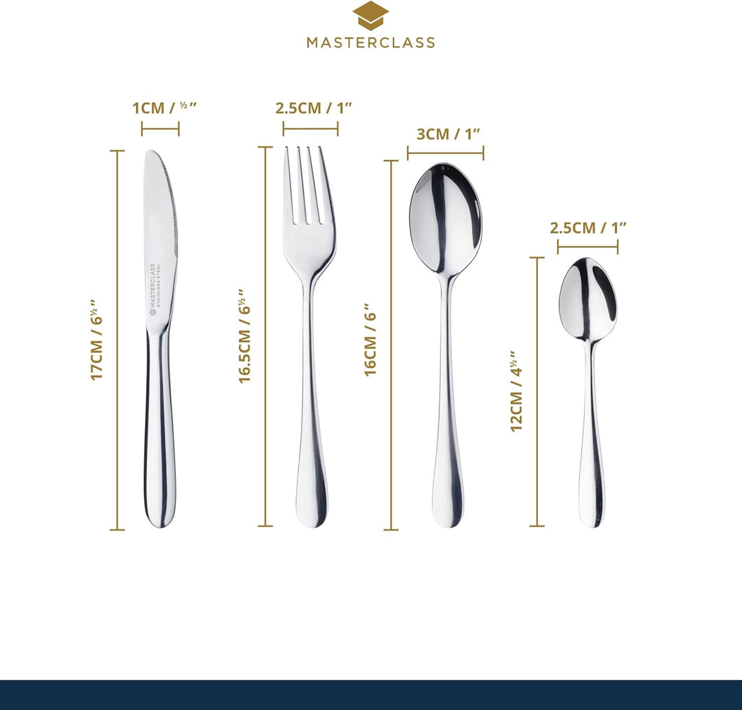 MasterClass Kinderbesteck-Set, Edelstahl, 4-teilig, Silber (Packung mit 2) 28 x 18 x 18 cm (Packung