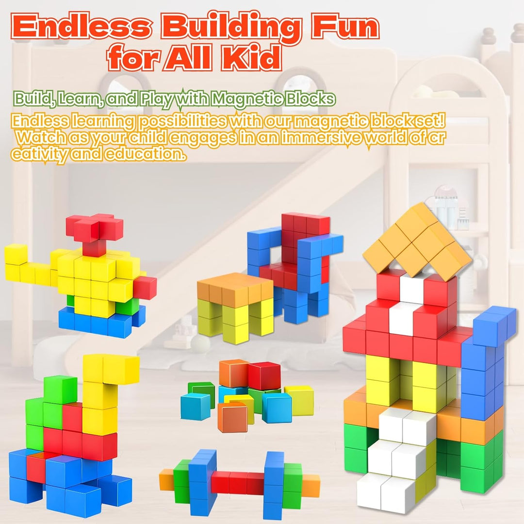 ASOK 66PCS Magnetische Bausteine für Kinder ab 3 Jahren, STEM Lernspielzeug, Kreative Magnetwürfel f
