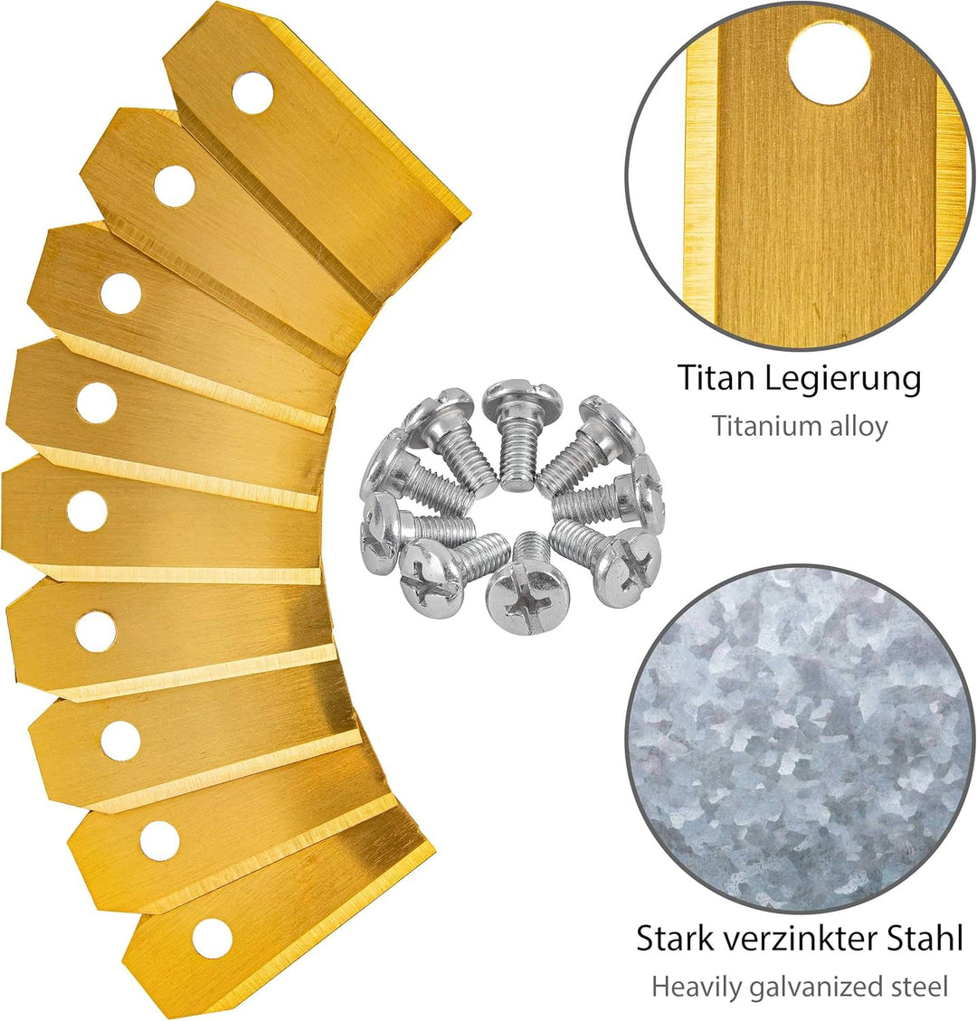 ONVAYA XXL Ersatzmesser für Mähroboter | 9x Titan Messer | 43 mm Länge | 0,75 mm | Zubehör für Husqv