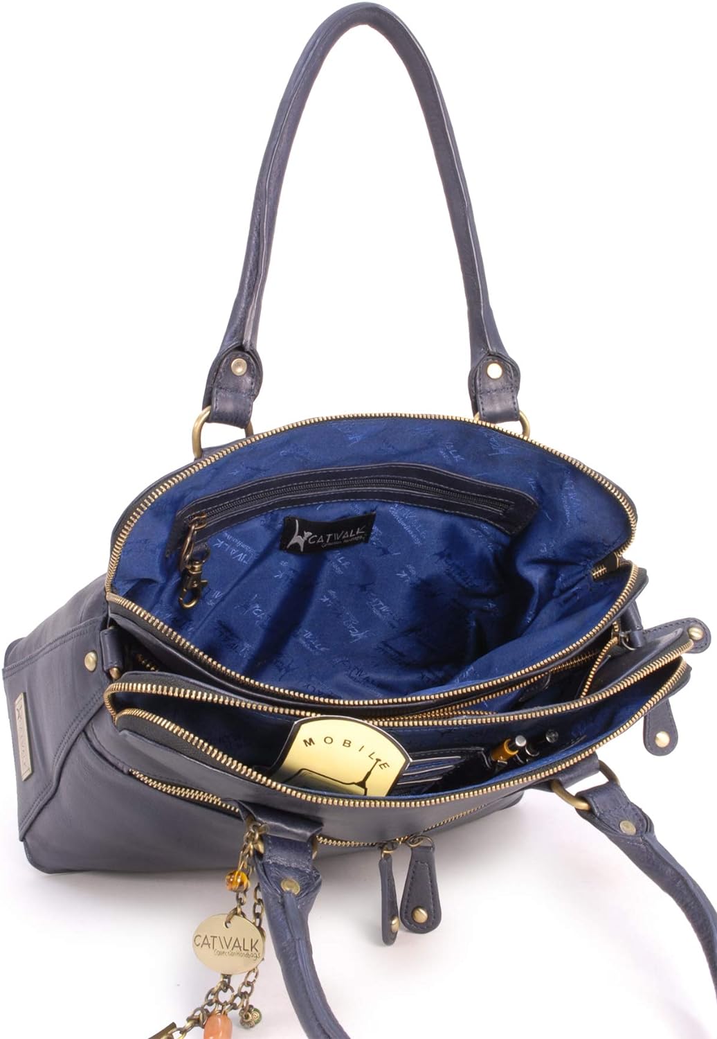 Catwalk Collection Handbags - Leder - Grosse Schultertragetasche/Umhängetasche/Shopper/Tote - Handta
