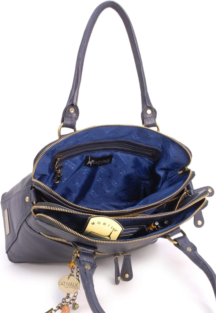 Catwalk Collection Handbags - Leder - Grosse Schultertragetasche/Umhängetasche/Shopper/Tote - Handta