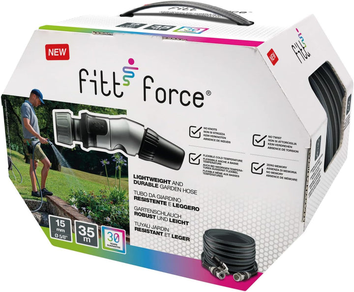 FITT Force 5/8" 35 m - Wasserschlauch für den Garten zur Bewässerung, kompakt, leicht und robust für